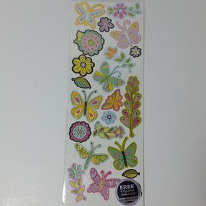 2 Spring Flowers & Butterfly Stickers Scrapbook